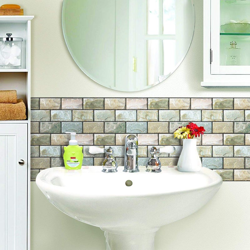 Uoisaiko Peel and Stick Tile Subway Brick Backsplash - 10 Sheets, 10""x10.6"" Tiles for Kitchen Wall - Image 3